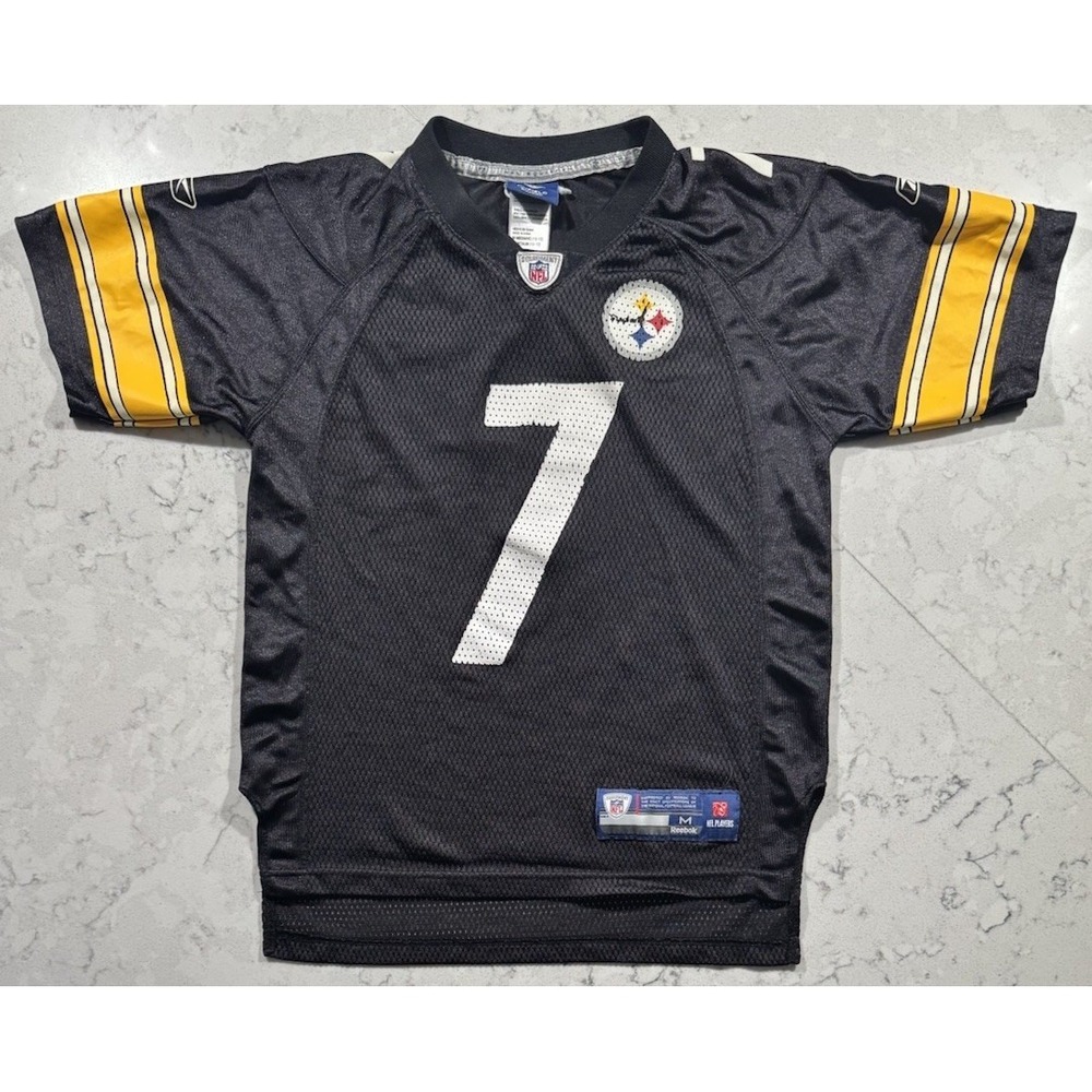 VTG Pittsburgh Steelers Reebok Jersey Youth Medium Black Roethlisberger #7 NFL